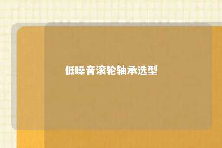低噪音滚轮轴承选型 